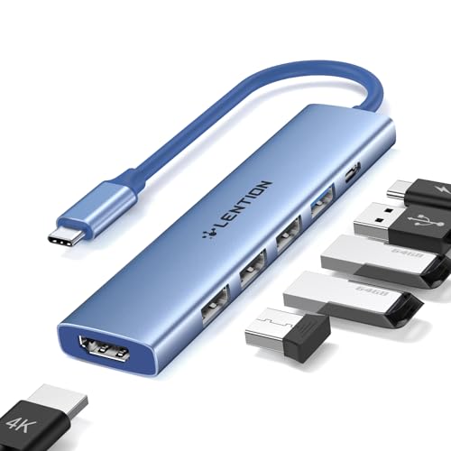 LENTION USB C Hub mit 100W PD Aufladung, 4K HDMI, USB 3.0 & 2.0 Adapter auf HDMI, Kompatibel 2023-2016 Neues MacBook Air/Pro, Neues Mac Air, iPhone 15 Plus Pro Max, Thunderbolt 3/4 von LENTION