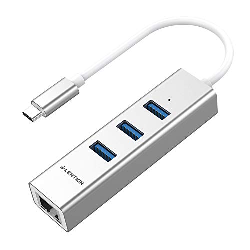 LENTION USB C Hub mit 3-Anschlüsse USB 3.0 und Gigabit Ethernet Netzwerk Adapter für 2023 2022-2016 MacBook Pro 13/14/15/16, Neues Mac Air/Surface/iPad Pro, Chromebook, Windows PC, Typ C Notebooks von LENTION