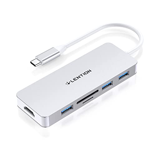 LENTION USB C Hub mit 4K HDMI, 3X USB 3.0, Dualer SD3.0 Kartenleser, Für 2023-2016 MacBook Pro/Air 13/14/15/16, Neues Mac Air/iPad Pro/Surface, Chromebook,Laptop,Universal Multiport Adapter von LENTION