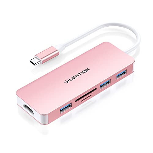 LENTION USB C Hub mit 4K HDMI, 3X USB 3.0, Dualer SD3.0 Kartenleser, Für 2023-2016 MacBook Pro/Air 13/14/15/16, Neues Mac Air/iPad Pro/Surface, Chromebook,Laptop,Universal Multiport Adapter von LENTION