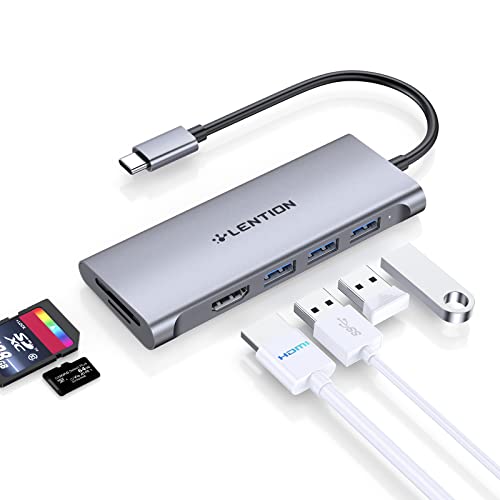 LENTION USB C Hub mit 4K HDMI, USB 3.0, SD&TF Kartenleser, für 2023-2016 MacBook Pro/Air 13/14/15/16, Surface, Chrombook, Laptop, Universal Multiport USB-C Adapter Thunderbolt 3/4 von LENTION