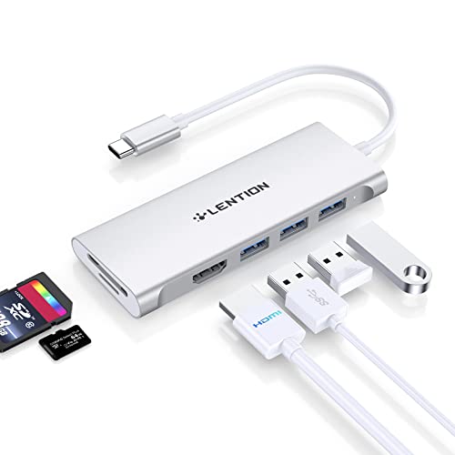 LENTION USB C Hub mit 4K HDMI, USB 3.0, SD&TF Kartenleser, für 2023-2016 MacBook Pro/Air 13/14/15/16, Surface, Chrombook, Laptop, Universal Multiport USB-C Adapter Thunderbolt 3/4 von LENTION