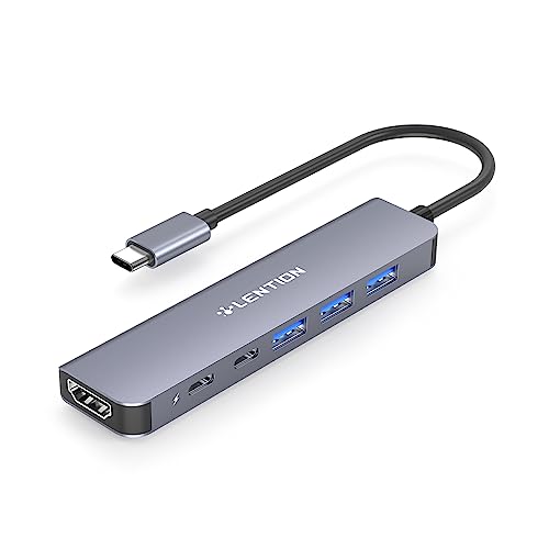 LENTION USB C Hub mit 4K30Hz HDMI, 100W PD, USB-C Datei, USB 3.0, USB C Multiport Adapter USB C auf USB kompatibel 2023-2016 MacBook Pro/Air, Neues Mac, iPhone 15 Plus Pro Max, Thunderbolt 3/4 von LENTION