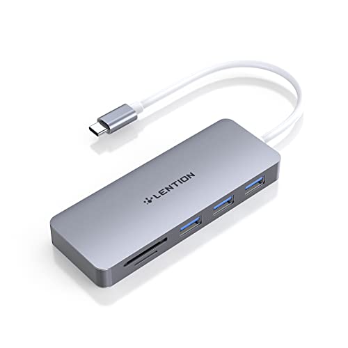 LENTION USB C Hub mit USB3.0 Anschlüsse und SD/Micro SD Kartenleser für 2023-2016 MacBook Pro/Air 13/14/15/16, Neues Mac Air/iPad Pro/Surface, ChromeBook, Mehr, Multiport Typ C Adapter (Space Grau) von LENTION