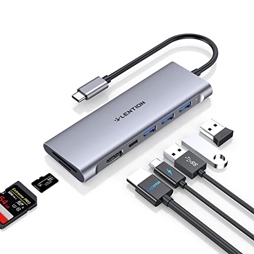 LENTION USB C Multi-Port Hub mit 4K HDMI, 3 USB 3.0, SD/Micro SD Leser, Typ C Ladeadapter für 2023-2016 MacBook Pro, New Mac Air/Surface, Chromebook, Mehr (C36B, Space Gray) von LENTION