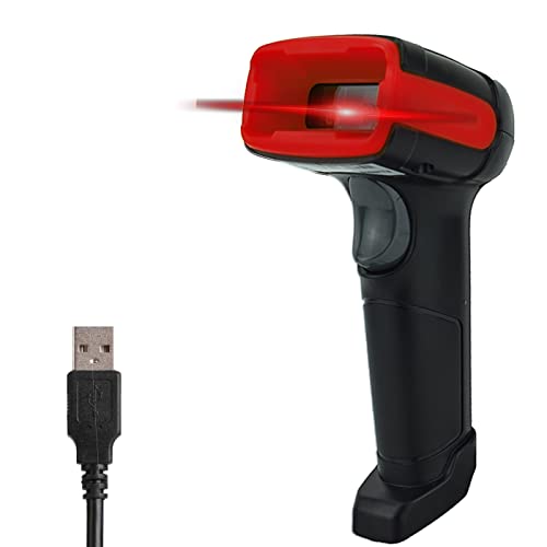 LENVII Kabelgebundener 2D Barcode Scanner-Handheld 1D QR Barcode Scanner USB Barcode Lesegerät Unterstützung für das Scannen von Barcodes auf dem Bildschirm,für PC, Mac, Laptop（Rot） von LENVII