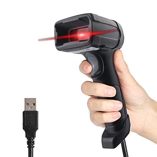 LENVII Kabelgebundener 2D Barcode Scanner-Handheld 1D QR Barcode Scanner USB Barcode Lesegerät Unterstützung für das Scannen von Barcodes auf dem Bildschirm,für PC, Mac, Laptop（Schwarz） von LENVII