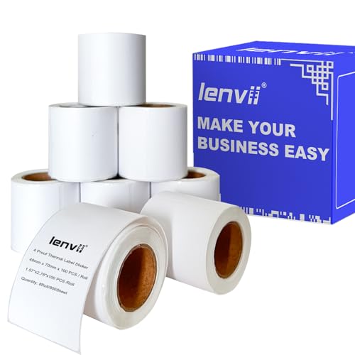 LENVII Synthetischer Thermoetikettenaufkleber, Multifunktionales Selbstklebeetikett, geeignet für Desktop-Etikettendrucker und tragbare Etiketten (Millimeter, 40 × 70 mm（8 Rolls）) von LENVII