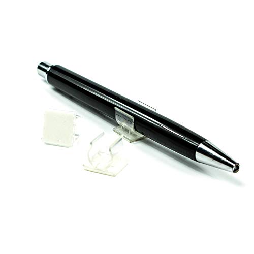 LEO’s - 10 x Stiftehalter selbstklebend 1,5 x 1,2 cm Transparent aus Kunststoff - Stifthalter für Kugelschreiber und Schreibgeräte - Kugelschreiberhalter zum Kleben an Notizbuch, Kalender und Mappen von LEO's