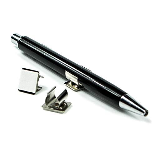 LEO’s - 10 x Stiftehalter selbstklebend 1,5 x 1,2 cm aus Metall - Stifthalter Clip für Kugelschreiber und Schreibgeräte - Kugelschreiberhalter zum Kleben an Notizbuch, Kalender und Mappen von LEO's