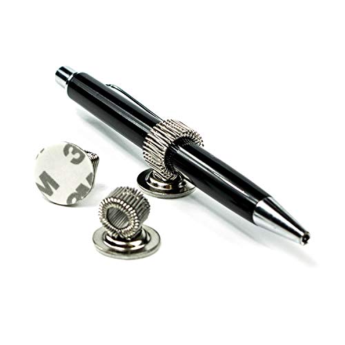 LEO’s - 100 x Stiftehalter selbstklebend aus Metall (drehbar) - Stifthalter klebend für Kugelschreiber und Schreibgeräte - Kugelschreiberhalter Stift Halterung zum Kleben an Notizbuch und Kalender von LEO's