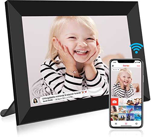 FRAMEO WiFi Digitaler Bilderrahmen 10,1 Zoll, Digitale Bilderrahmen 1280x800 HD Touchscreen Bilderrahmen Digital mit 32GB Speicher, Diashow, Auto-Rotation, Momente Sofort per APP Teilen von LEOLAMVAED