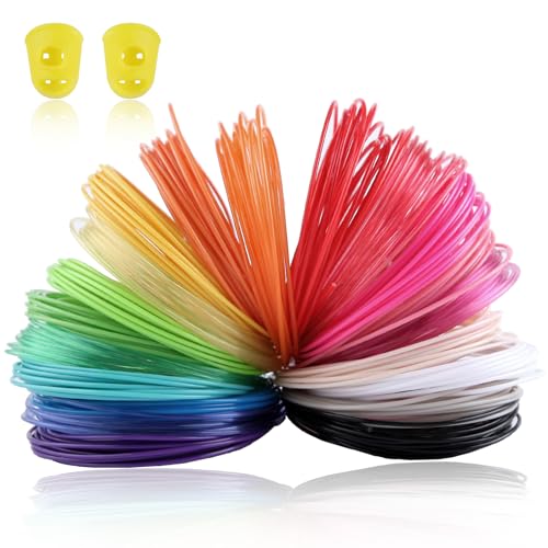 LEONTOOL 3D-Stift-Filament-Nachfüllpackungen, 20 Farben, 5 m pro Farbe, insgesamt 100 m, 1,75 mm, 3D-Stift-PLA-Filament-Nachfüllpackung mit 2 Fingerkappen, passend für MYNT3D PIKA3D SCRIB3D Stift zur von LEONTOOL