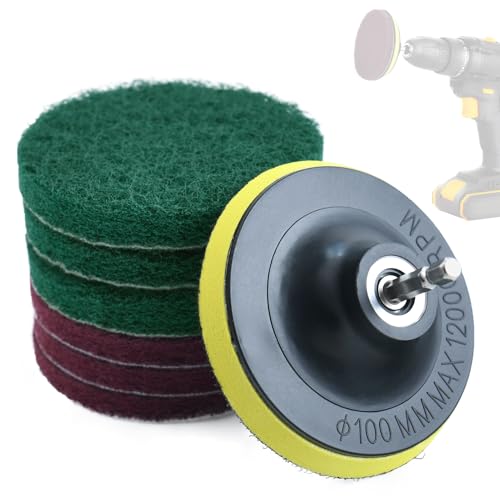 LEONTOOL 4 Zoll Bohrer Angetriebene Bürste Fliesen Schrubber Reinigungspads, Disc Pad Halter mit 6 Scheuerschwämmen Abrasive Schwabbelschwämme für Küche, Bad, Fugenmörtel, Teppich, Grill, Fliesen LEONTOOL 4 Zoll Bohrer Angetriebene Bürste Fliesen Schrubber Reinigungspads, Disc Pad Halter mit 6 Scheuerschwämmen Abrasive Schwabbelschwämme für Küche, Bad, Fugenmörtel, Teppich, Grill, Fliesen von LEONTOOL