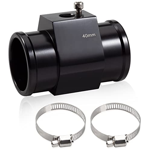 LEONTOOL Aluminium Wassertemperatur-Gelenkrohrverbinder 40 mm 1-9/16 Zoll Kühlerschlauch Sensor Messgerät Adapter mit 2 Schlauchschellen Wassertemperaturmesser Gelenkrohr Temperatursensor Adapter von LEONTOOL