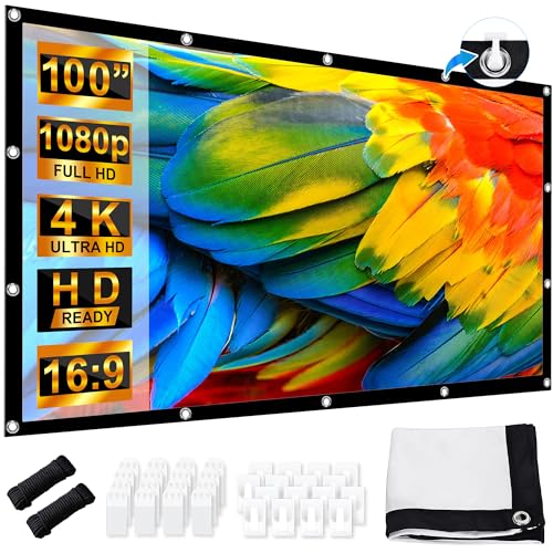 Beamer Leinwand 100 Zoll, LEORFI Projektionsleinwand Outdoor 16: 9 HD, Tragbare Faltbar Anti-Falten Projektion leinwand 227x127cm, Doppelseitige Projektion, Projektor Leinwand für Camping und Heimkino Beamer Leinwand 100 Zoll, LEORFI Projektionsleinwand Outdoor 16: 9 HD, Tragbare Faltbar Anti-Falten Projektion leinwand 227x127cm, Doppelseitige Projektion, Projektor Leinwand für Camping und Heimkino von LEORFI