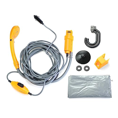 Auto Wohnmobil Reise Waschmaschine 12V Camping Dusche DC Autozubehör Dusche Hochdruckreiniger Elektrische Pumpe for Outdoor Camping - Langlebig(Yellow no bucket) von LEPREM