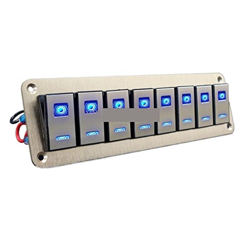 Dual Blue LED Lights Universal Car Switch Panel 12V Zubehör for Marine Boat Caravan RV Metallmaterial - Langlebig(8 gang gold) von LEPREM