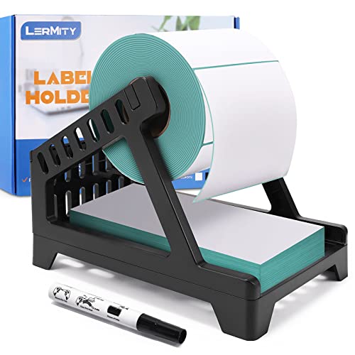 LERMITY Etikettenhalter Thermo Etikettenhalter für Rollen und Fanfold Etiketten Direktversand Etikettenständer Desktop Drucker Zubehör für Zuhause, Büro (Schwarz) von LERMITY