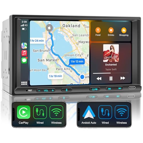 Doppel Din Radio mit Wireless CarPlay & Wireless Android Auto, Autoradio mit Navi 7 Zoll Bildschirm, Auto Radio Touch Display mit Bluetooth, AM/FM, USB/AUX/SWC Doppel Din Radio mit Wireless CarPlay & Wireless Android Auto, Autoradio mit Navi 7 Zoll Bildschirm, Auto Radio Touch Display mit Bluetooth, AM/FM, USB/AUX/SWC von LEROAADZ