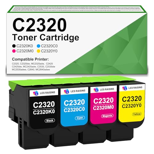 C2320K0 C2320C0 C2320M0 C2320Y0 Toner, kompatibel mit Lexmark C2325dw C2535dw MC2425adw MC2535adwe MC2640adwe MC2535 C2325 C2425 MC2425 5 Drucker (4 Stück) von LES RAISINS