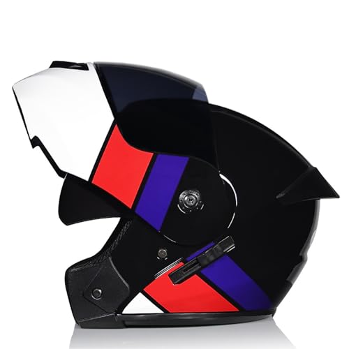 Integralhelm für Motorradfahrer, modularer Klapphelm mit Doppelvisier, ECE-Zulassung für Unisex-Erwachsene, Männer und Frauen, Motorrad-Moped-Rennen F,L=59-60CM Integralhelm für Motorradfahrer, modularer Klapphelm mit Doppelvisier, ECE-Zulassung für Unisex-Erwachsene, Männer und Frauen, Motorrad-Moped-Rennen F,L=59-60CM von LETIANZG