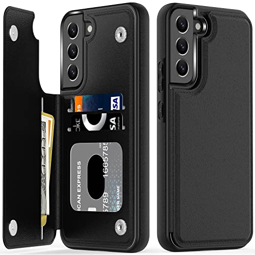LETO Schutzhülle für Galaxy S21 FE, luxuriöses Klappetui, Leder, Brieftaschen-Schutzhülle mit Kartenfächern und Ständer, für Mädchen und Damen, Schwarz LETO Schutzhülle für Galaxy S21 FE, luxuriöses Klappetui, Leder, Brieftaschen-Schutzhülle mit Kartenfächern und Ständer, für Mädchen und Damen, Schwarz von LETO
