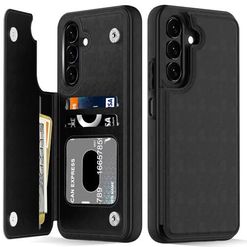 LETO Schutzhülle für Galaxy S23 FE, luxuriöses Klappetui, Leder, Brieftaschen-Schutzhülle mit Kartenfächern und Ständer, für Mädchen und Damen, Schwarz LETO Schutzhülle für Galaxy S23 FE, luxuriöses Klappetui, Leder, Brieftaschen-Schutzhülle mit Kartenfächern und Ständer, für Mädchen und Damen, Schwarz von LETO