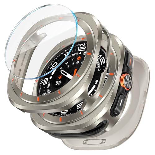 LETOID 3-in-1-Metallhülle für Samsung Galaxy Watch Ultra, Displayschutzfolie, 47 mm, Edelstahl-Schutzhülle, harte PC-Rückseite und 9H-Hartglasfolie für Watch 7 Ultra – Titan LETOID 3-in-1-Metallhülle für Samsung Galaxy Watch Ultra, Displayschutzfolie, 47 mm, Edelstahl-Schutzhülle, harte PC-Rückseite und 9H-Hartglasfolie für Watch 7 Ultra – Titan von LETOID