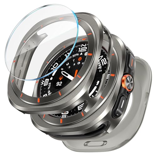 LETOID 3-in-1-Metallhülle für Samsung Galaxy Watch Ultra, Displayschutzfolie, 47 mm, Edelstahl-Schutzhülle, harte PC-Rückseite und 9H-Hartglasfolie für Watch 7 Ultra – Grau/Orange LETOID 3-in-1-Metallhülle für Samsung Galaxy Watch Ultra, Displayschutzfolie, 47 mm, Edelstahl-Schutzhülle, harte PC-Rückseite und 9H-Hartglasfolie für Watch 7 Ultra – Grau/Orange von LETOID
