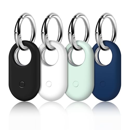 LETREEN Hülle für Samsung Galaxy SmartTag 2 mit Schlüsselanhänger, 4er Pack Silikon Anti-Kratz Tragbar Locator Tracker Hülle mit Keyring Anhänger für Samsung Galaxy Smarttag 2 Case von LETREEN
