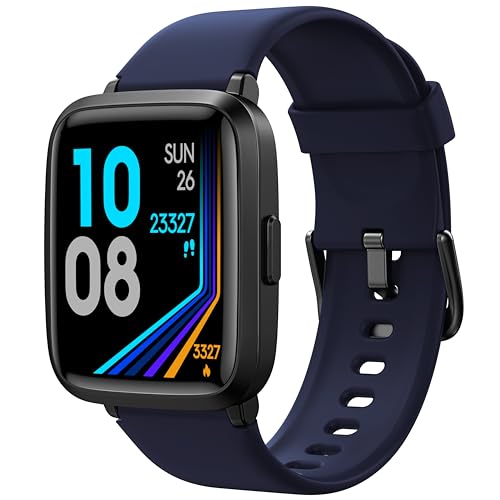 LETSACTIV Smartwatch Kompatibel mit iPhone und Android-Handys, Fitnessuhr mit Herzfrequenz- und Schlafmonitor, IP68 wasserdichter Fitness-Tracker für Frauen Männer, Tiefblau von LETSACTIV