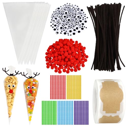 LETTERASHQP 850 Stück Süßigkeiten Tüten Kleine Tüten für Süßigkeiten Spitztüten Transparent Spitztüten Transparent Klein Spitztüten Klein Basteln Für Weihnachtsgeschenke Party Supplies Stress Relief von LETTERASHQP