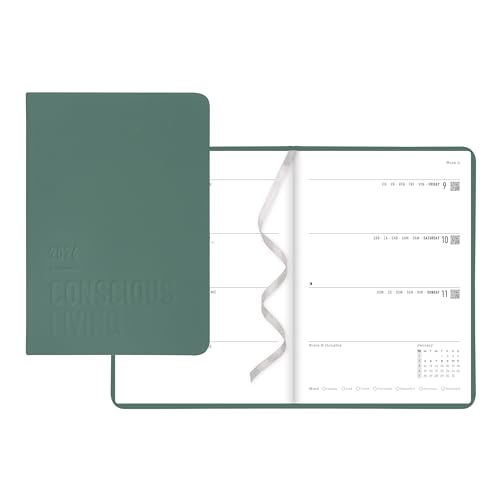 LETTS Conscious Evergreen A5 Wochen-/Monatsplaner, Wochenansicht, genähte Bindung, geprägter Einband, mehrsprachig, Kiefer LETTS Conscious Evergreen A5 Wochen-/Monatsplaner, Wochenansicht, genähte Bindung, geprägter Einband, mehrsprachig, Kiefer von LETTS
