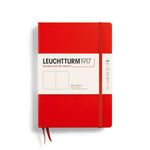 LEUCHTTURM1917 309141 Notizbuch Medium (A5), Hardcover, 251 nummerierte Seiten, Rot, blanko von LEUCHTTURM1917