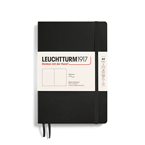 LEUCHTTURM1917 318651 Notizbuch Medium (A5), Softcover, 123 nummerierte Seiten, Schwarz, Blanko von LEUCHTTURM1917