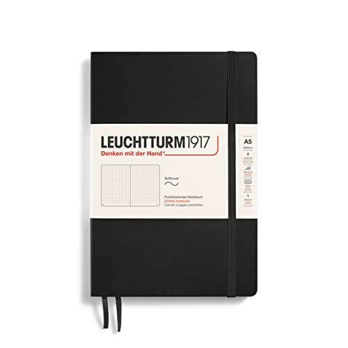 LEUCHTTURM1917 324804 Notizbuch Medium (A5), Softcover, 123 nummerierte Seiten, Schwarz, Dotted von LEUCHTTURM1917