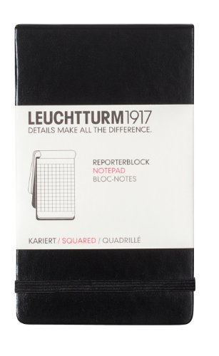 LEUCHTTURM1917 333843 Notizblock Pocket (A6), Hardcover, 184 nummerierte Seiten, kariert, Schwarz von LEUCHTTURM1917