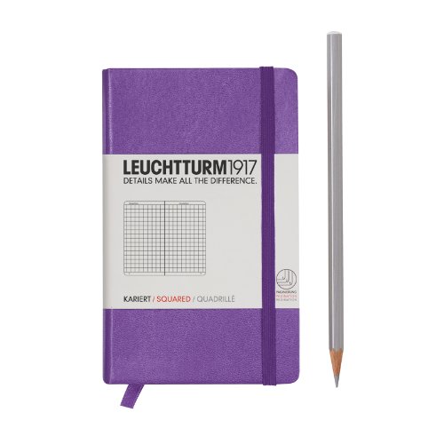 LEUCHTTURM1917 338748 Notizbuch Pocket (A6), Hardcover, kariert, lila von LEUCHTTURM1917