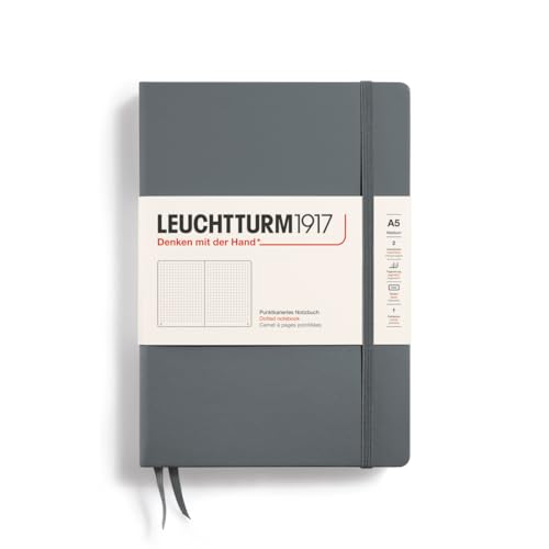 LEUCHTTURM1917 344784 Notizbuch Medium (A5), Hardcover, 251 nummerierte Seiten, Anthrazit, dotted von LEUCHTTURM1917