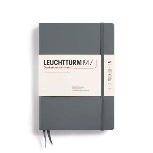LEUCHTTURM1917 344785 Notizbuch Medium (A5), Hardcover, 251 nummerierte Seiten, Anthrazit, blanko von LEUCHTTURM1917
