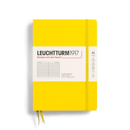 LEUCHTTURM1917 344798 Notizbuch Medium (A5), Hardcover, 251 nummerierte Seiten, Zitrone, liniert von LEUCHTTURM1917