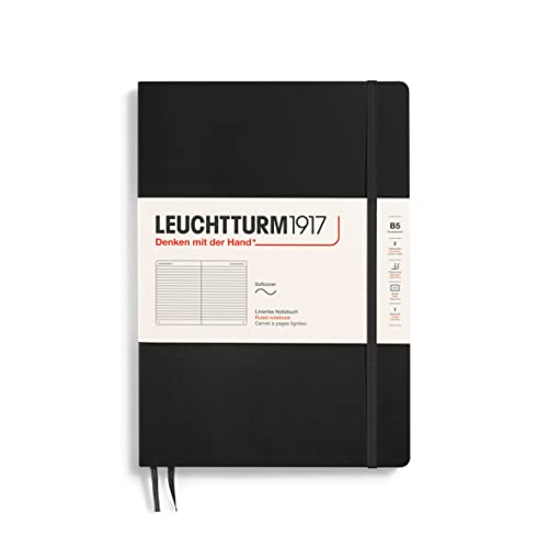 LEUCHTTURM1917 349296 Notizbuch Composition (B5), Softcover, 123 nummerierte Seiten, liniert, Schwarz von LEUCHTTURM1917
