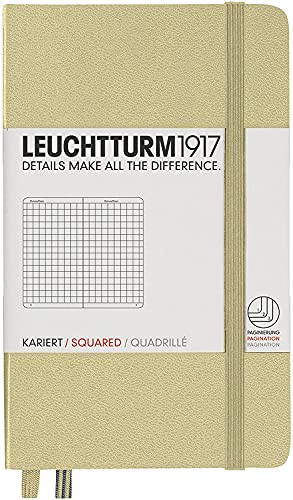 LEUCHTTURM1917 354589 Notizbuch Pocket (A6), Hardcover, 187 nummerierte Seiten, Sand, kariert von LEUCHTTURM1917