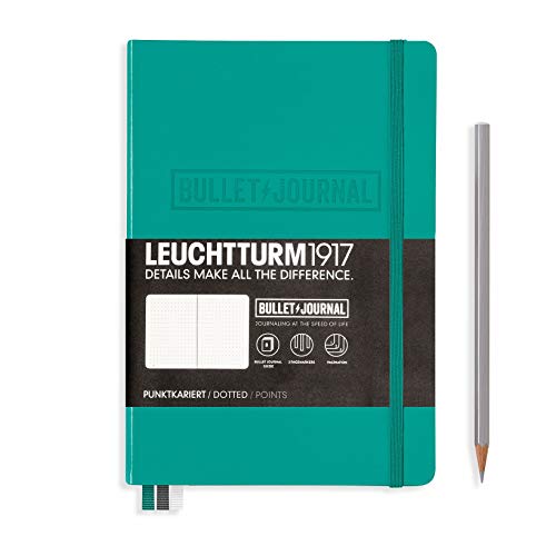 LEUCHTTURM1917 355280 Bullet Journal, Notizbuch Medium (A5), Hardcover, Dotted, Smaragd von LEUCHTTURM1917