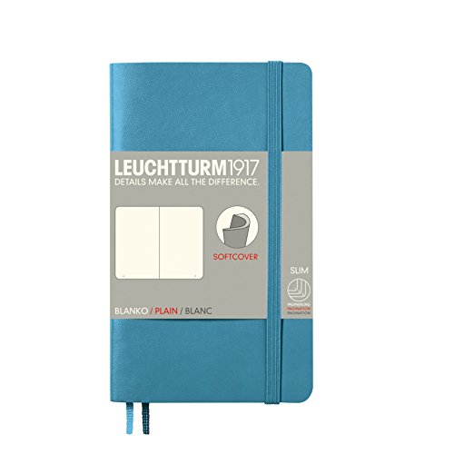 LEUCHTTURM1917 355303 Notizbuch Pocket (A6), Softcover, 123 nummerierte Seiten, blanko, Nordic Blue von LEUCHTTURM1917