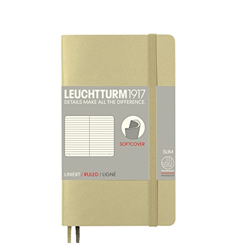 LEUCHTTURM1917 355310 Notizbuch Pocket (A6), Softcover, 123 nummerierte Seiten, liniert, Sand von LEUCHTTURM1917