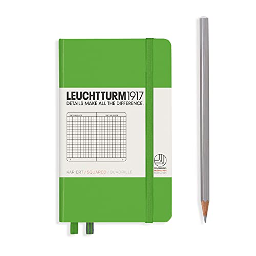 LEUCHTTURM1917 357485 Notizbuch Pocket (A6), Hardcover, 187 nummerierte Seiten, Fresh Green, kariert von LEUCHTTURM1917