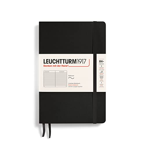 LEUCHTTURM1917 358288 Notizbuch Paperback (B6+), Softcover, 123 nummerierte Seiten, liniert, Schwarz von LEUCHTTURM1917