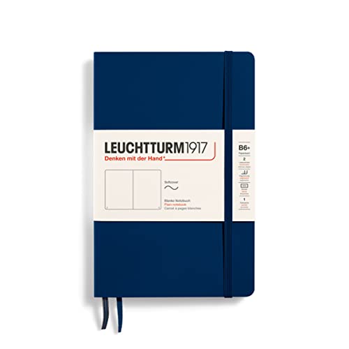 LEUCHTTURM1917 358319 Notizbuch Paperback (B6+), Softcover, 123 nummerierte Seiten, blanko, Marine von LEUCHTTURM1917